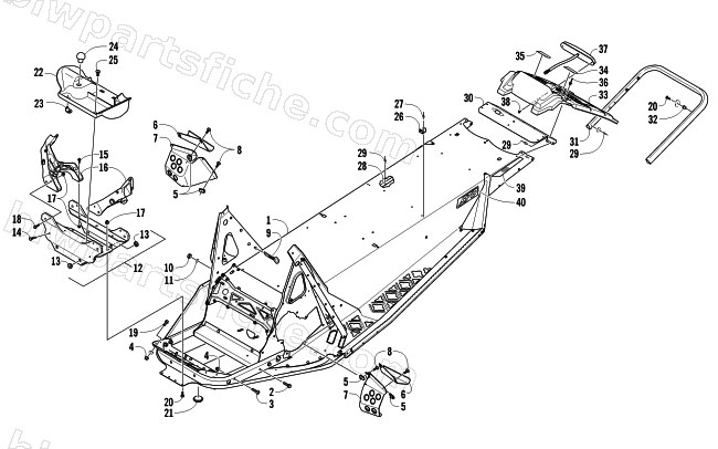 CHASSIS, REAR BUMPER, AND SNOWFLAP ASSEMBLY diagram