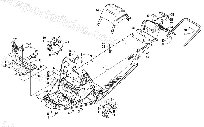 CHASSIS, REAR BUMPER, AND SNOWFLAP ASSEMBLY diagram