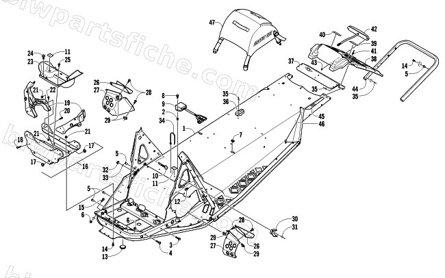 CHASSIS, REAR BUMPER, AND SNOWFLAP ASSEMBLY diagram