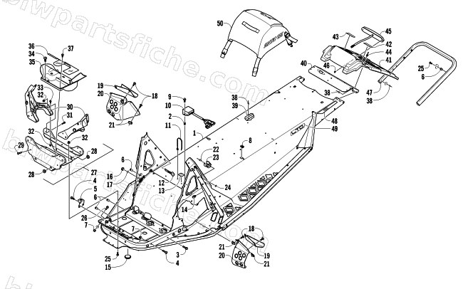 CHASSIS, REAR BUMPER, AND SNOWFLAP ASSEMBLY diagram