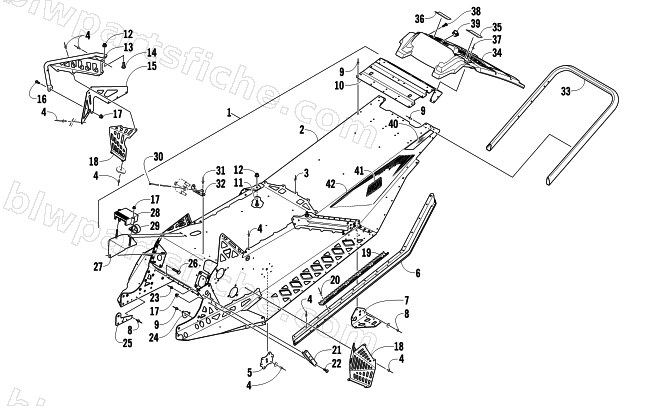 CHASSIS, REAR BUMPER, AND SNOWFLAP ASSEMBLY diagram
