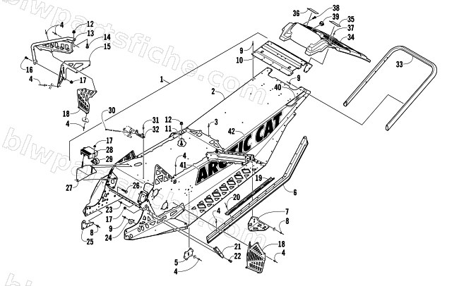 CHASSIS, REAR BUMPER, AND SNOWFLAP ASSEMBLY diagram