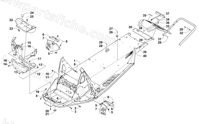 CHASSIS, REAR BUMPER, AND SNOWFLAP ASSEMBLY diagram