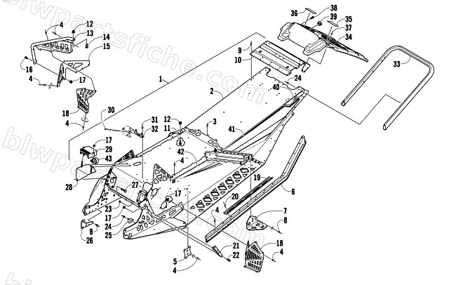 CHASSIS, REAR BUMPER, AND SNOWFLAP ASSEMBLY diagram