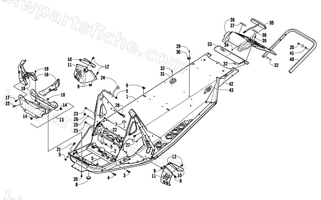 CHASSIS, REAR BUMPER, AND SNOWFLAP ASSEMBLY diagram