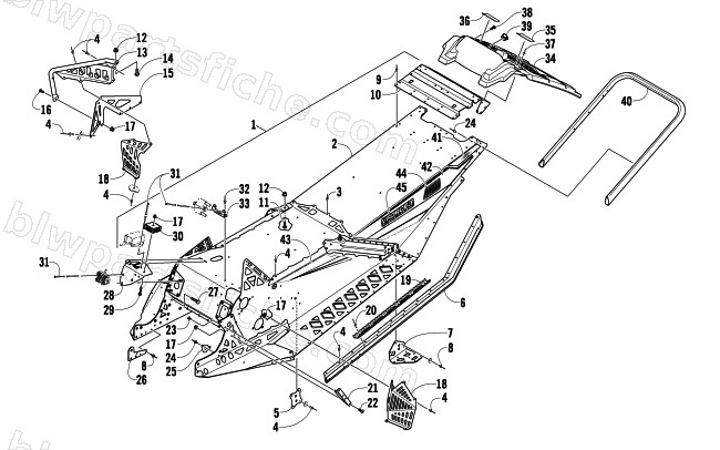 CHASSIS, REAR BUMPER, AND SNOWFLAP ASSEMBLY diagram