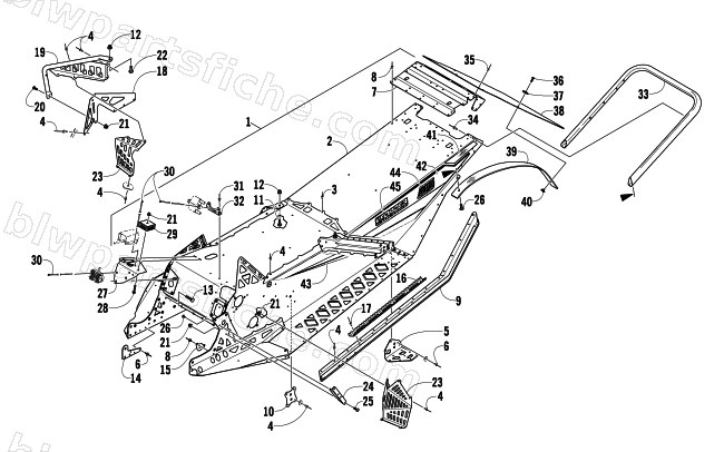 CHASSIS, REAR BUMPER, AND SNOWFLAP ASSEMBLY diagram