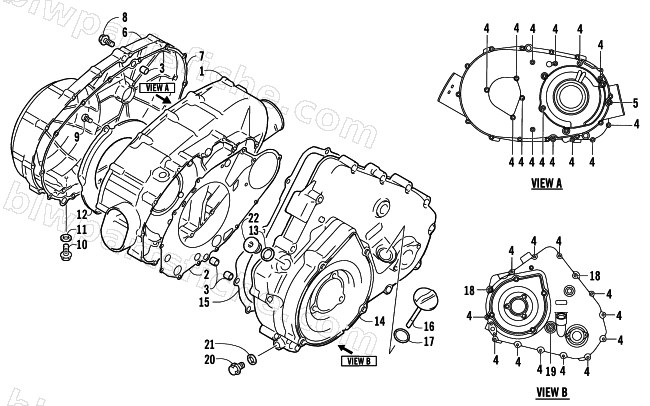 CLUTCH/V-BELT/MAGNETO COVER ASSEMBLY diagram
