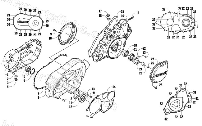 CLUTCH/V-BELT/MAGNETO COVER ASSEMBLY diagram
