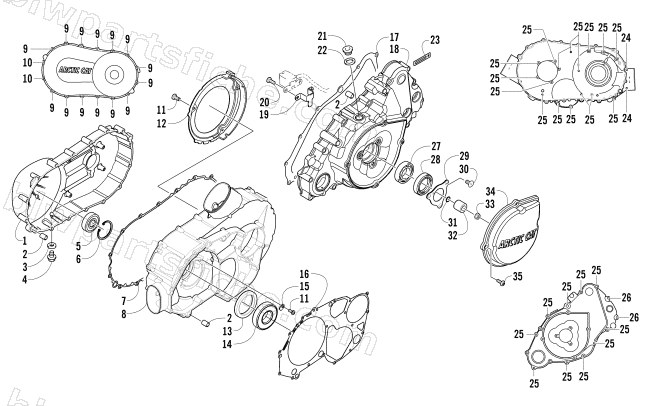 CLUTCH/V-BELT/MAGNETO COVER ASSEMBLY diagram