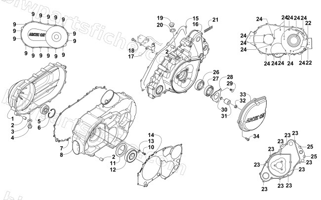 CLUTCH/V-BELT/MAGNETO COVER ASSEMBLY diagram