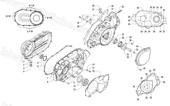 CLUTCH/V-BELT/MAGNETO COVER ASSEMBLY diagram
