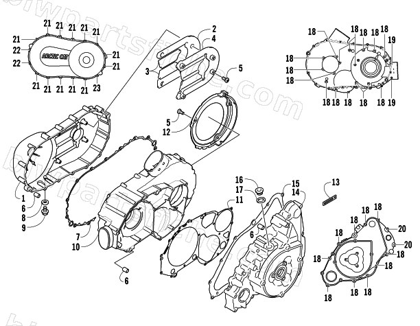 CLUTCH/V-BELT/MAGNETO COVER ASSEMBLY diagram