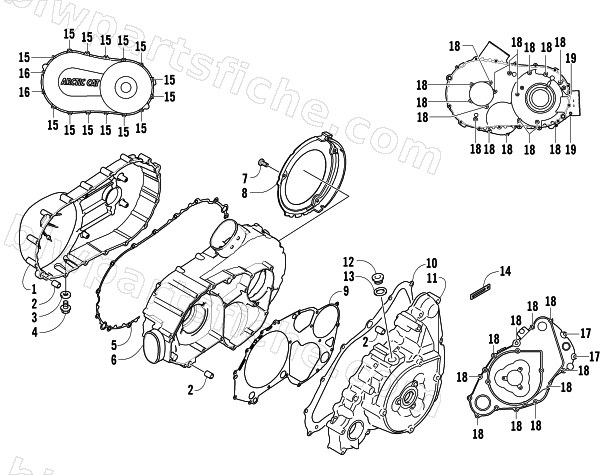 CLUTCH/V-BELT/MAGNETO COVER ASSEMBLY diagram