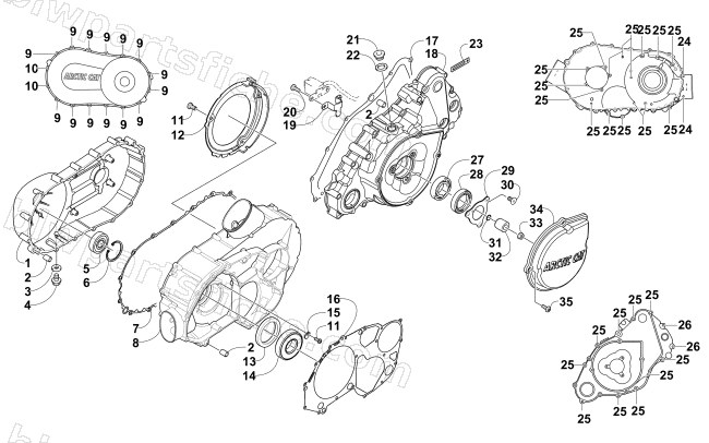 CLUTCH/V-BELT/MAGNETO COVER ASSEMBLY diagram