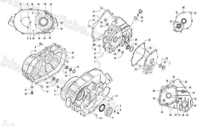 CLUTCH/V-BELT/MAGNETO COVER ASSEMBLY diagram