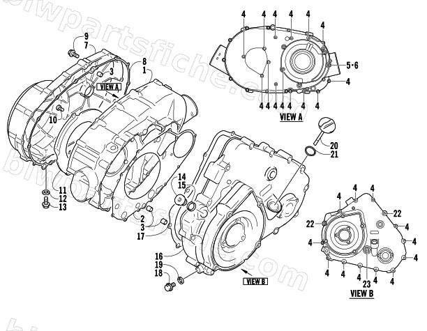 CLUTCH/V-BELT/MAGNETO COVER ASSEMBLY diagram