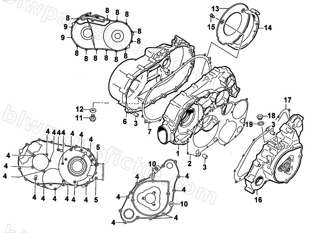 CLUTCH/V-BELT/MAGNETO COVER ASSEMBLY diagram