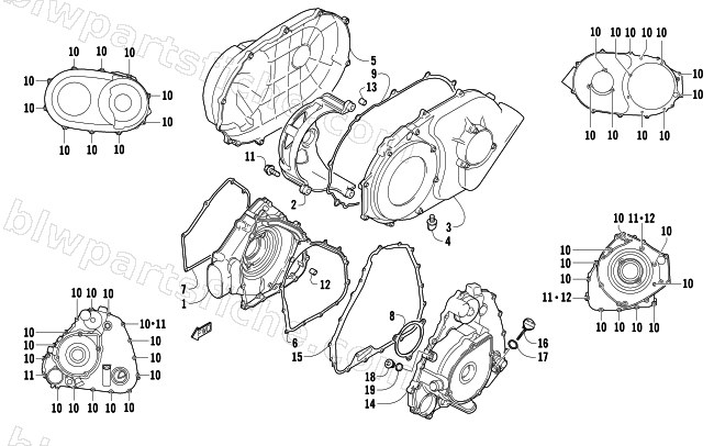 CLUTCH/V-BELT/MAGNETO COVER ASSEMBLY diagram