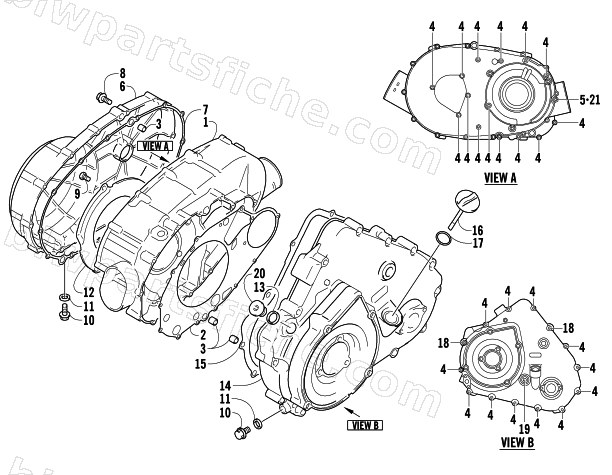 CLUTCH/V-BELT/MAGNETO COVER ASSEMBLY diagram
