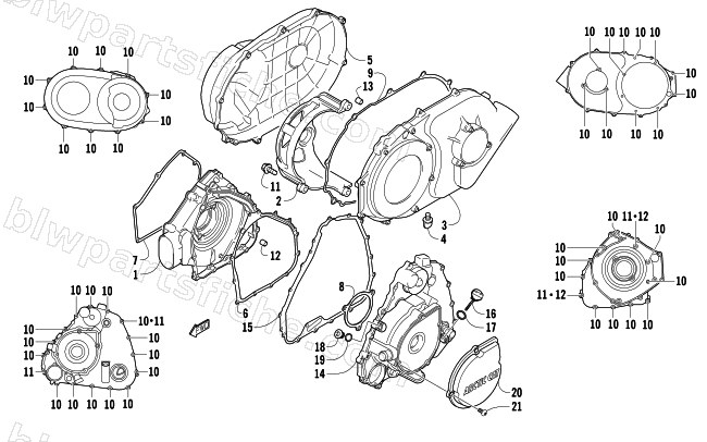 CLUTCH/V-BELT/MAGNETO COVER ASSEMBLY diagram