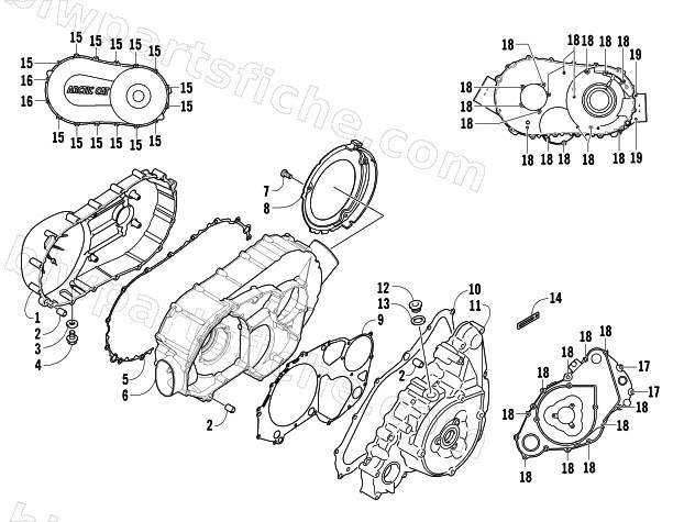 CLUTCH/V-BELT/MAGNETO COVER ASSEMBLY diagram