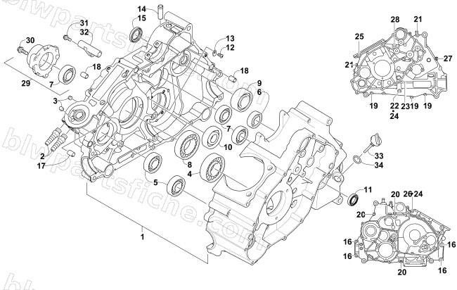 CRANKCASE ASSEMBLY (ENGINE SERIAL NO. 0700AD0010060 AND UP) diagram