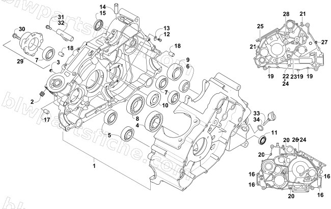 CRANKCASE ASSEMBLY (ENGINE SERIAL NO. Up to 0700A60445999) diagram