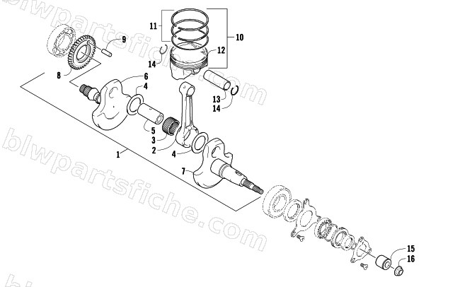 CRANKSHAFT AND PISTON ASSEMBLY diagram