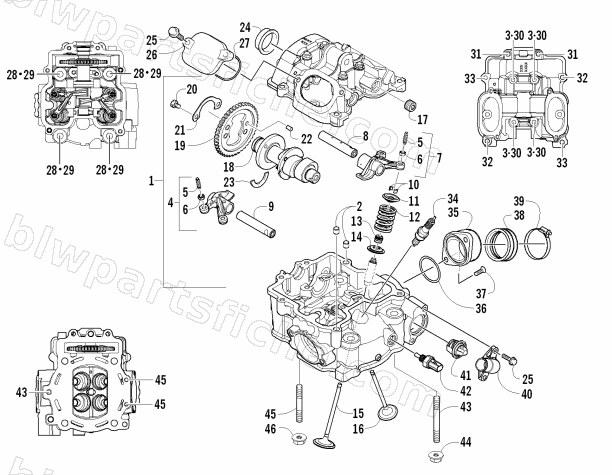 CYLINDER HEAD AND CAMSHAFT/VALVE ASSEMBLY diagram