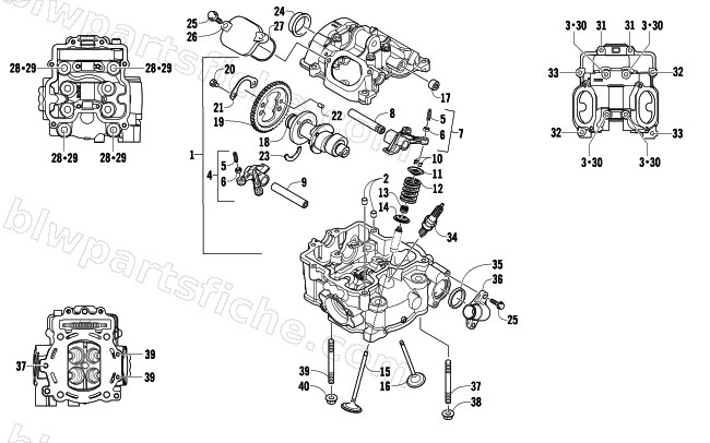 CYLINDER HEAD AND CAMSHAFT/VALVE ASSEMBLY diagram