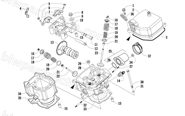 CYLINDER HEAD AND CAMSHAFT/VALVE ASSEMBLY diagram