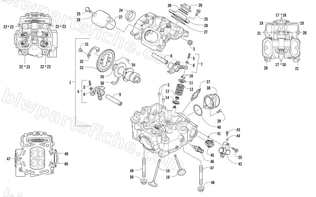 CYLINDER HEAD AND CAMSHAFT/VALVE ASSEMBLY diagram