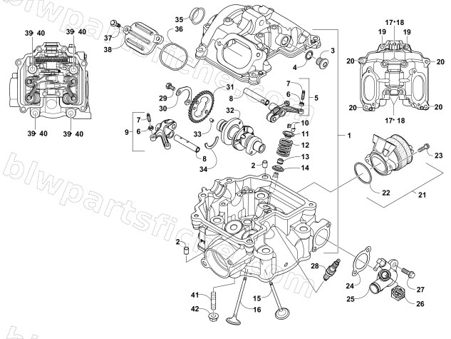 CYLINDER HEAD AND CAMSHAFT/VALVE ASSEMBLY diagram