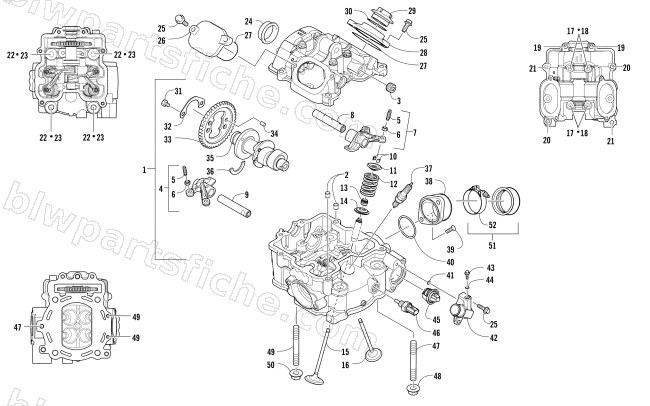 CYLINDER HEAD AND CAMSHAFT/VALVE ASSEMBLY diagram