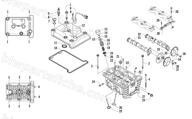 CYLINDER HEAD AND CAMSHAFT/VALVE ASSEMBLY diagram