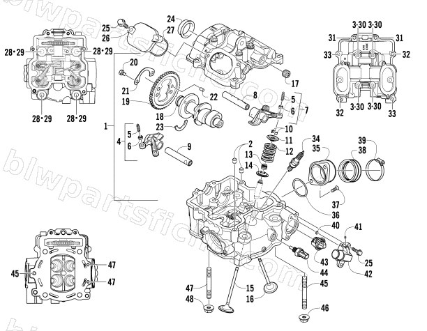 CYLINDER HEAD AND CAMSHAFT/VALVE ASSEMBLY diagram