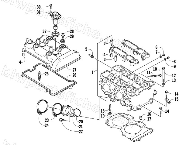 CYLINDER HEAD AND INTAKE FLANGE ASSEMBLY diagram