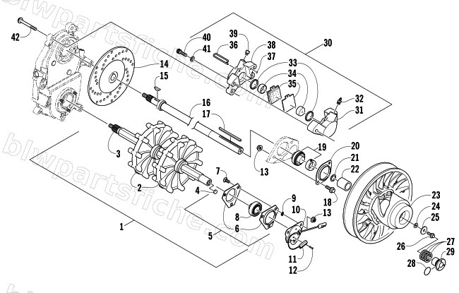 DRIVE TRAIN SHAFT AND BRAKE ASSEMBLIES diagram