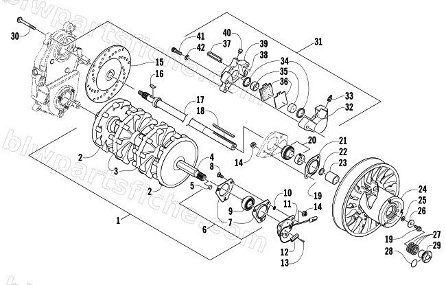 DRIVE TRAIN SHAFT AND BRAKE ASSEMBLIES diagram