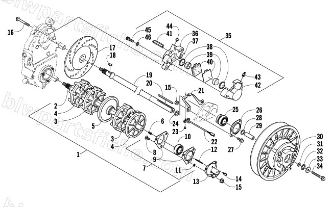 DRIVE TRAIN SHAFT AND BRAKE ASSEMBLIES diagram