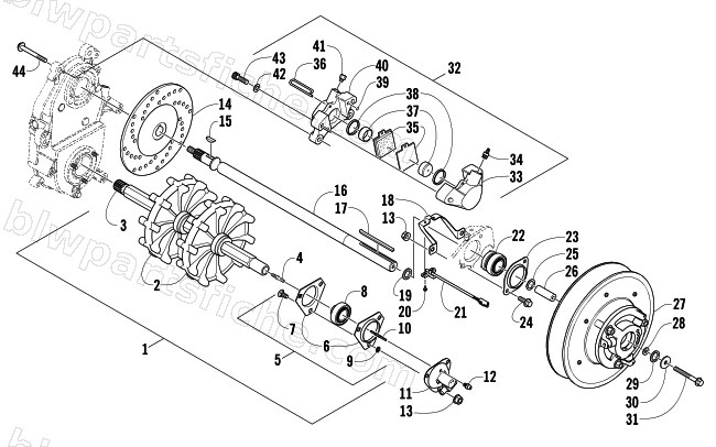 DRIVE TRAIN SHAFT AND BRAKE ASSEMBLIES diagram
