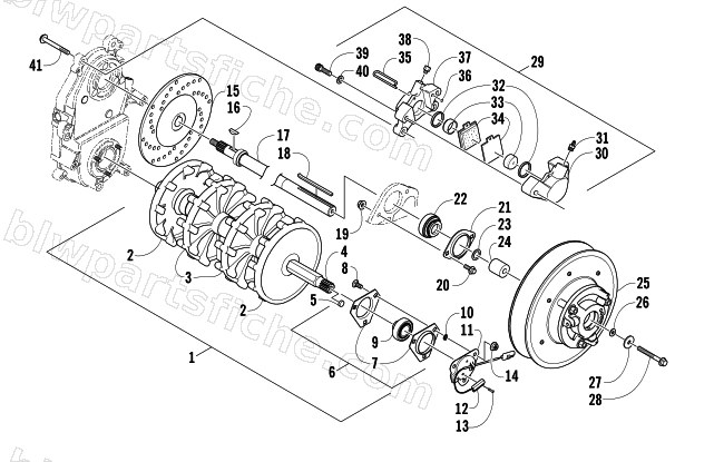 DRIVE TRAIN SHAFT AND BRAKE ASSEMBLIES diagram