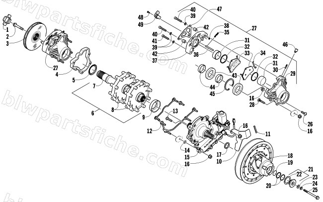 DRIVE TRAIN SHAFT AND BRAKE ASSEMBLIES diagram