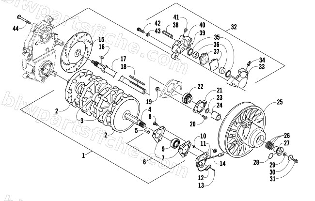 DRIVE TRAIN SHAFT AND BRAKE ASSEMBLIES diagram