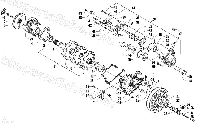 DRIVE TRAIN SHAFT AND BRAKE ASSEMBLIES diagram