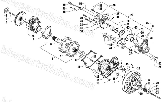DRIVE TRAIN SHAFT AND BRAKE ASSEMBLIES diagram