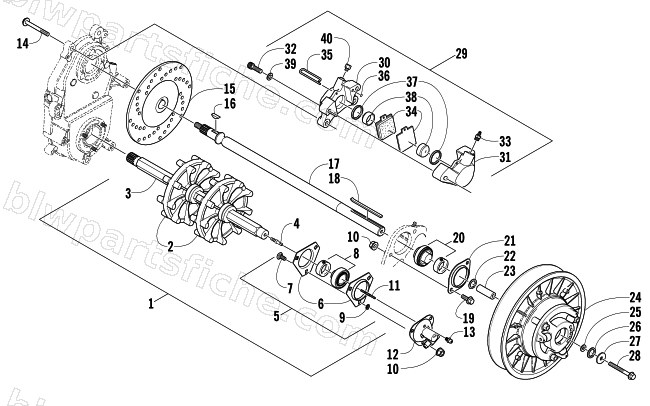 DRIVE TRAIN SHAFT AND BRAKE ASSEMBLIES diagram