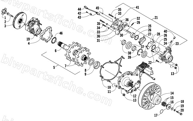 DRIVE TRAIN SHAFT AND BRAKE ASSEMBLIES diagram