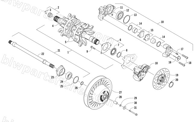 DRIVE TRAIN SHAFTS AND BRAKE ASSEMBLIES diagram